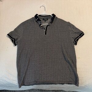 Express Black and Grey Geometric Polo Shirt Size XL